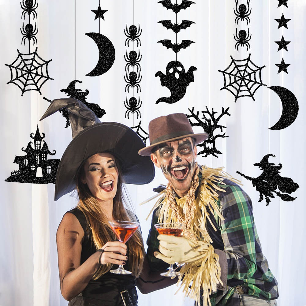 Halloween Decorative Streamer Hanging Decorations, Halloween Spider Witch Ghost Bat Ornaments, Halloween Party Atmosphere Decoration Props 6pcs